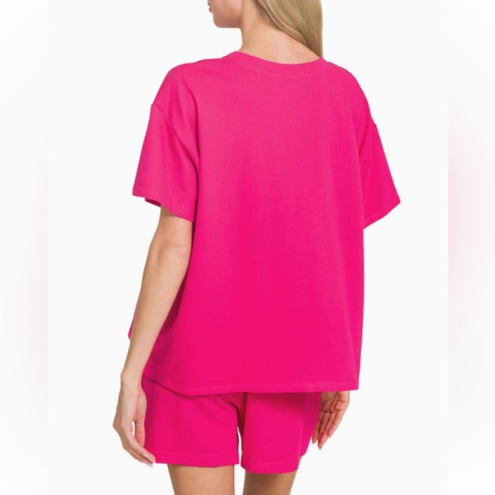 French Terry Short Sleeve Top & Shorts Set - Picture 3 of 3
